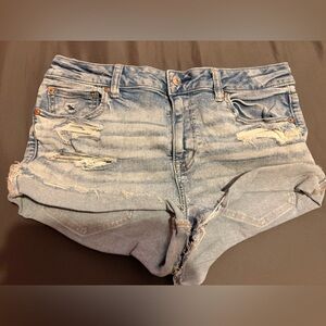 American Eagle Outfitters Light Blue Distressed Jean Shorts